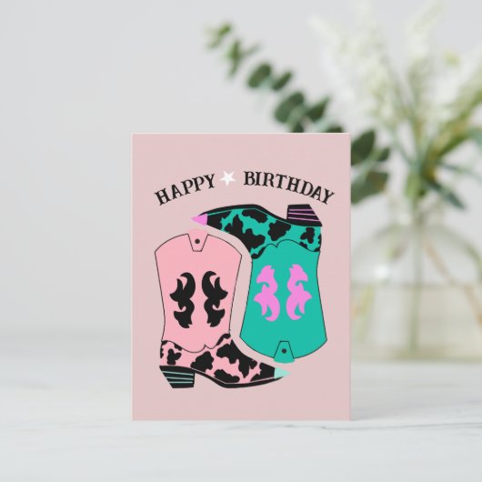 Moderne Cowgirl Western Laarzen Ranch Cowboy Verja Briefkaart (Staand voorkant)