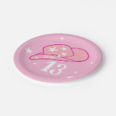 Moderne Cowgirl Western Pet Roze Sweet 13 verjaard Papieren Bordje (Gekanteld)
