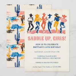 Moderne cowgirls dansen volwassen 30e verjaardagsf kaart