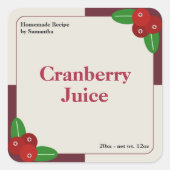 Moderne Cranberry Juice Label Sticker (Voorkant)
