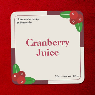 Moderne Cranberry Juice Label Sticker