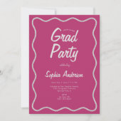 Moderne Cranberry Roze Foto Collage Afstudeercadea Kaart (Voorkant)