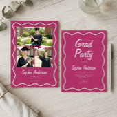 Moderne Cranberry Roze Foto Collage Afstudeercadea Kaart