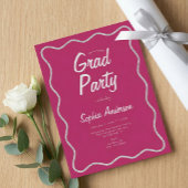 Moderne Cranberry Roze Foto Collage Afstudeercadea Kaart