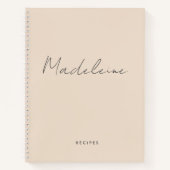 Moderne Cream Beige Calligraphy Script Recipe Notitieboek (Voorkant)