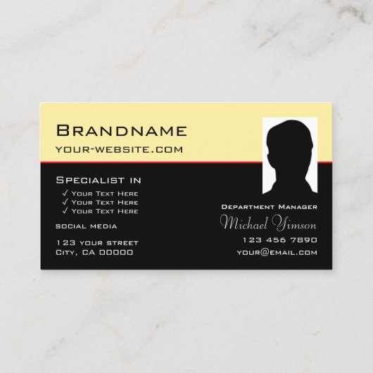 Moderne Cream Black met Logo en fotoprofessional Visitekaartje (Achterkant)