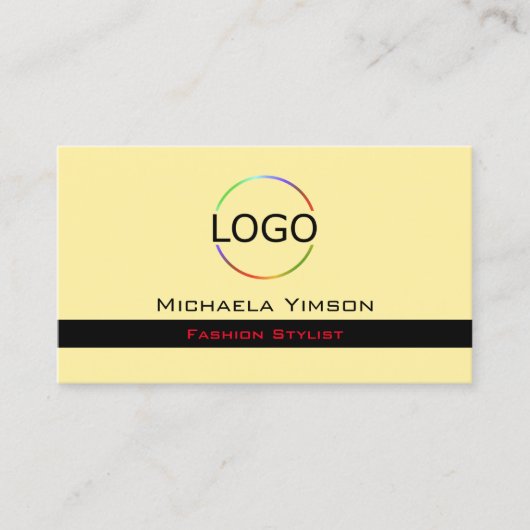 Moderne Cream Black met Logo en fotoprofessional Visitekaartje (Voorkant)