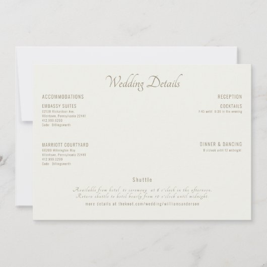 Moderne Cream bruiloft details II Kaart (Voorkant)