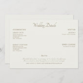 Moderne Cream bruiloft details II Kaart (Voorkant / Achterkant)