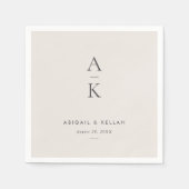 Moderne Cream Grijs Monogram Aarde Toon bruiloft Servet (Voorkant)
