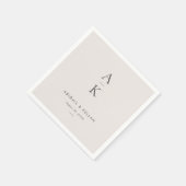 Moderne Cream Grijs Monogram Aarde Toon bruiloft Servet (Hoek)