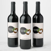 Moderne Cream Kleur Kokosnoot Splash Coquito Fles Wijn Etiket (Flessen)