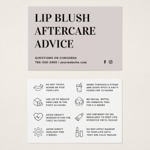 Moderne Cream Lip Blush Tattoo Aftercare Kaart