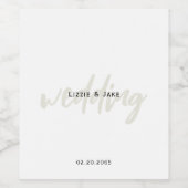 Moderne Cream & White Simple Custom Wedding Wijn Etiket (Enkel label)