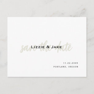 Moderne Cream & White Simple Wedding Save the Date Briefkaart