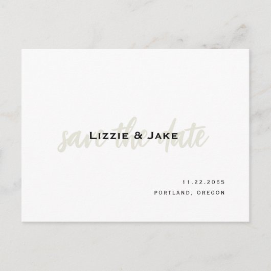 Moderne Cream & White Simple Wedding Save the Date Briefkaart (Voorkant)