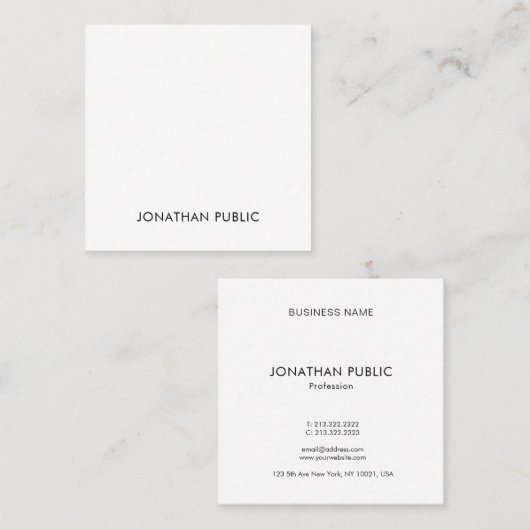 Moderne, creatief, eenvoudig design vierkant vierkante visitekaartje (Voorkant / Achterkant)