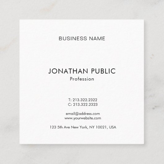 Moderne, creatief, eenvoudig design vierkant vierkante visitekaartje (Achterkant)