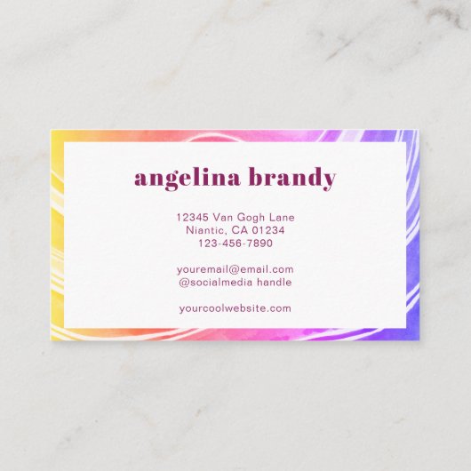 Moderne Creatieve Abstracte regenboogstripes Visitekaartje (Achterkant)