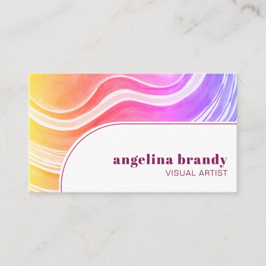 Moderne Creatieve Abstracte regenboogstripes Visitekaartje (Voorkant)