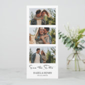 Moderne creatieve fotocabine strip save the date (Staand voorkant)