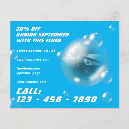 Moderne, creatieve luchtbellenauto flyer (Achterkant)