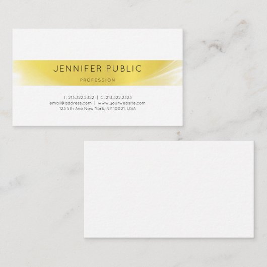 Moderne, creatieve, minimale design Gold Luxe Visitekaartje (Voorkant / Achterkant)