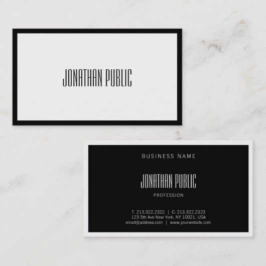 Moderne, creatieve zwarte en witte Professional-pl Visitekaartje (Voorkant / Achterkant)