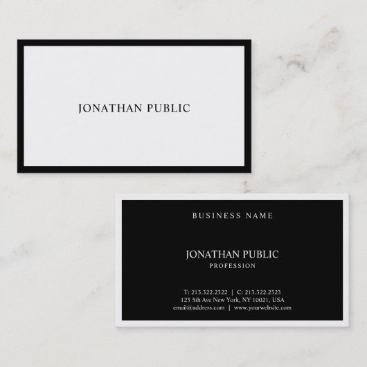 Moderne, creatieve zwarte en witte Professional-pl Visitekaartje (Voorkant / Achterkant)