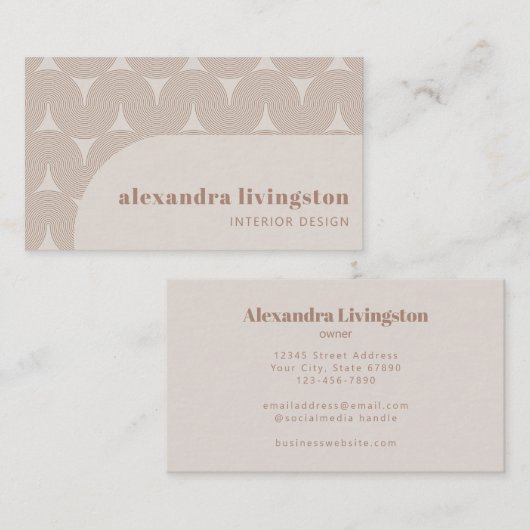 Moderne Creative Abstract Beige Tan Professional Visitekaartje (Voorkant / Achterkant)