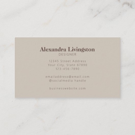 Moderne Creative Abstract Earthy Brown Professiona Visitekaartje (Achterkant)