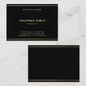 Moderne Creative Black Gold Sjabloon Luxe Classy Visitekaartje (Voorkant / Achterkant)