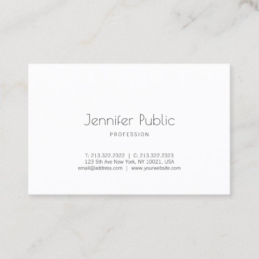 Moderne Creative Clean Design Trendy White Plain Visitekaartje (Voorkant)