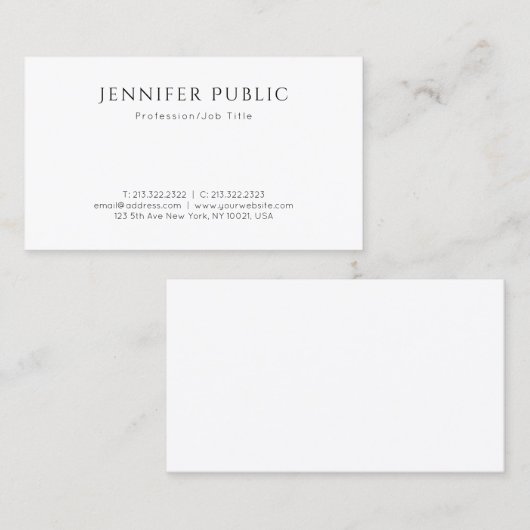 Moderne Creative Design Simple Plain Professional Visitekaartje (Voorkant / Achterkant)