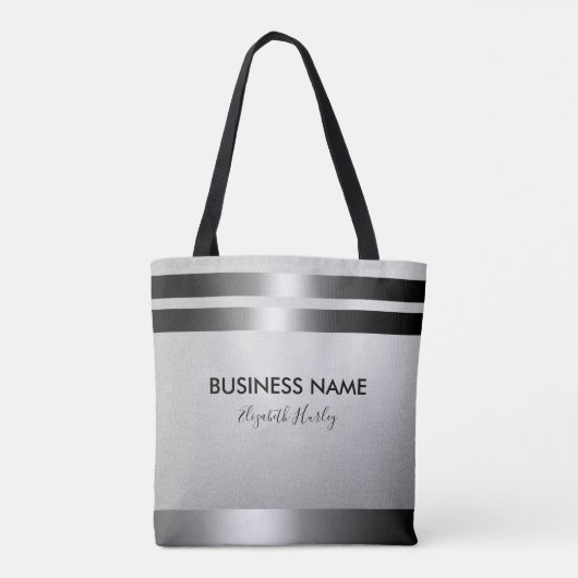 Moderne Creative Designer voor Chic Black & Silver Tote Bag (Achterkant)