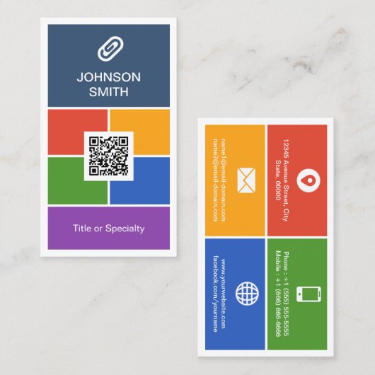Moderne Creative Flat Metro Stijl met QR Code Visitekaartje (Voorkant / Achterkant)