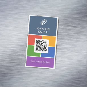 Moderne Creative Flat Metro Stijl met QR Code Visitekaartje Magneet