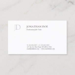 Moderne Creative Monogram White Simple Sjabloon Visitekaartje