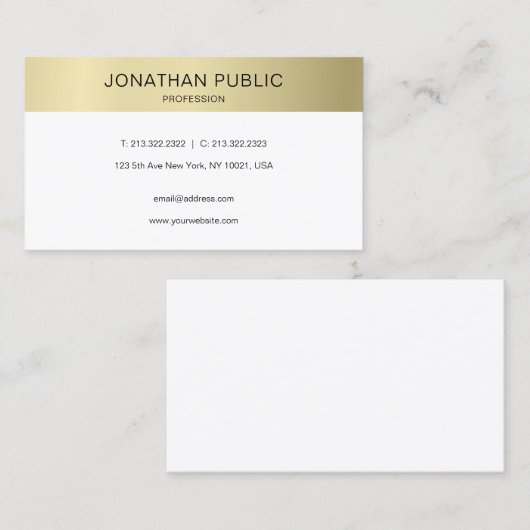 Moderne Creative Plain Gold Kijk Luxy Trendy Chic Visitekaartje (Voorkant / Achterkant)