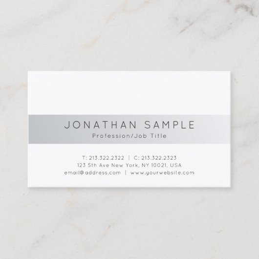 Moderne Creative Professional Simple Silver Plain Visitekaartje (Voorkant)