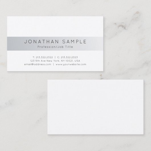 Moderne Creative Professional Simple Silver Plain Visitekaartje (Voorkant / Achterkant)