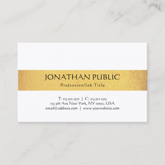 Moderne Creative Simple Design Gold-look-rendy Visitekaartje (Voorkant)