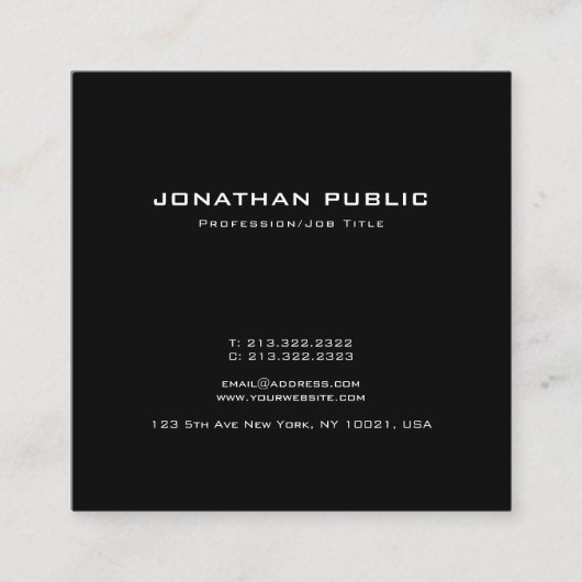 Moderne Creative Simple Design Trendy Plain Vierkante Visitekaartje (Voorkant)