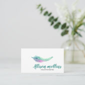 Moderne Creative Writer Feather Logo Visitekaartje (Staand voorkant)