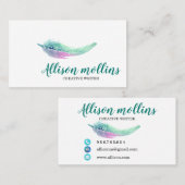 Moderne Creative Writer Feather Logo Visitekaartje (Voorkant / Achterkant)