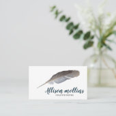 Moderne Creative Writer Feather Logo Visitekaartje (Staand voorkant)