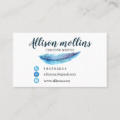 Moderne Creative Writer Feather Logo Visitekaartje (Achterkant)