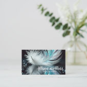 Moderne Creative Writer Feather Logo Visitekaartje (Staand voorkant)