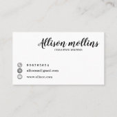 Moderne Creative Writer Feather Logo Visitekaartje (Achterkant)