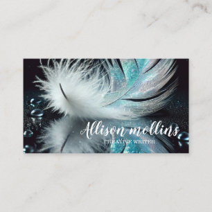 Moderne Creative Writer Feather Logo Visitekaartje